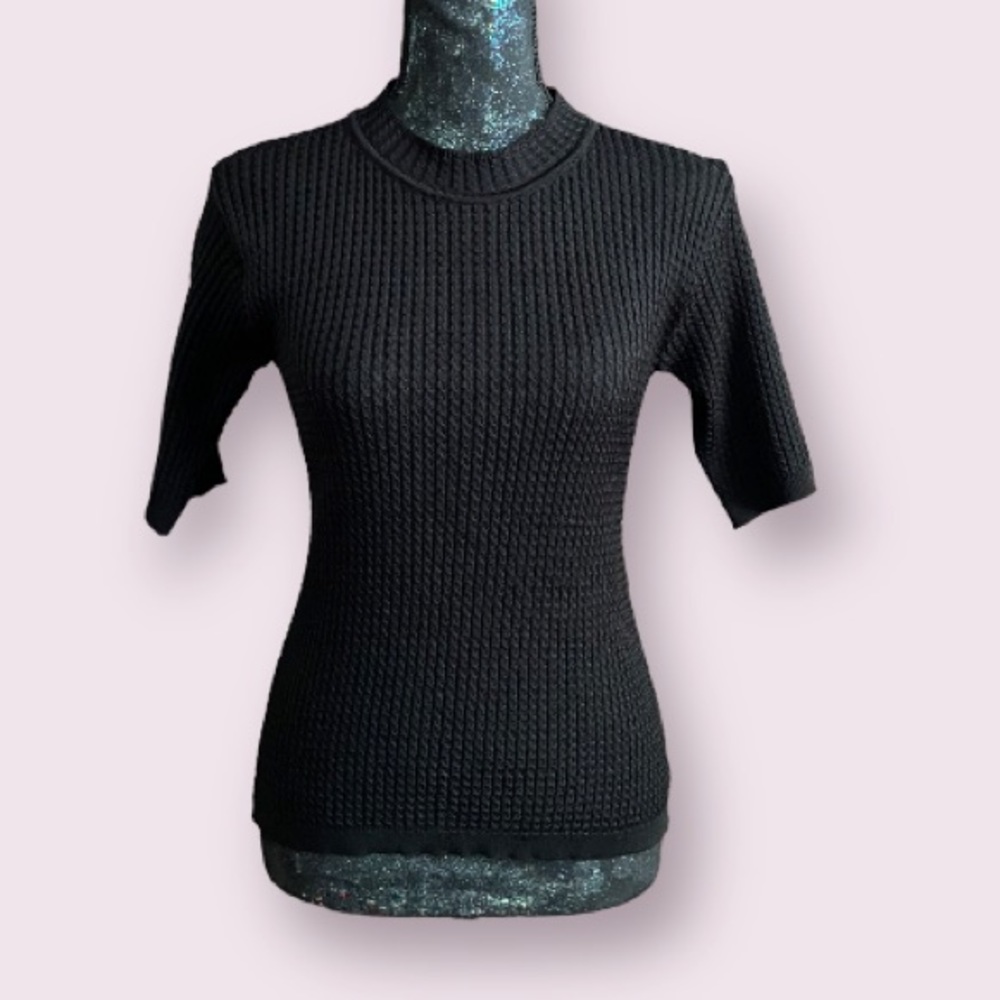 Vintage Black Short Sleeve Knit Top